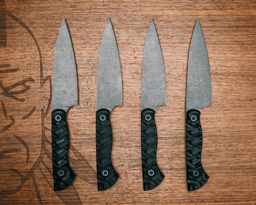 Steak Knife Set (4 Pcs) - Black G10, Allen Bolts, Chaos Grip