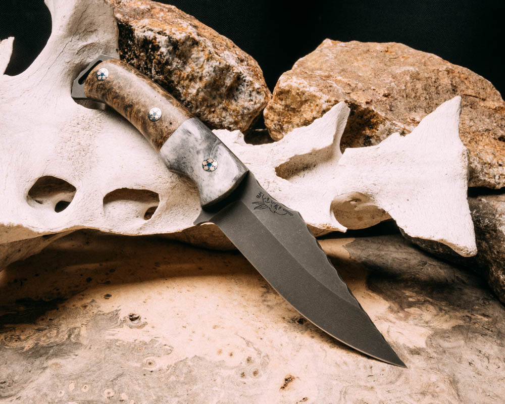 Tosahwi dyed Giraffe bone and Chechen Caribbean Rosewood, mosaic pin