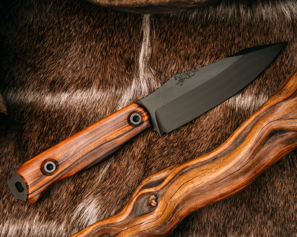Field knife - desert Ironwood, OD green cerakote, allen bolts, smooth grip