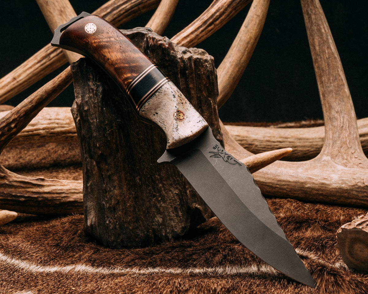 Tosahwi CO Elk, black G10, OD green G10 and copper pin striping, buff