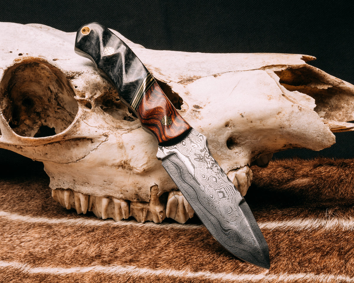 Disaster Jr Damascus, desert ironwood, black G10/ coyote G10/ and br