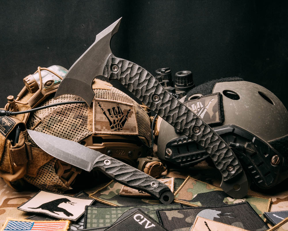 Hunter Skinner/Crow Jr Set black canvas micarta, allen bolts, iron gr