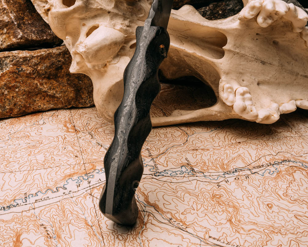 Tosahwi Ancient Bog Oak, mosaic pins, aluminum lanyard pin, textured