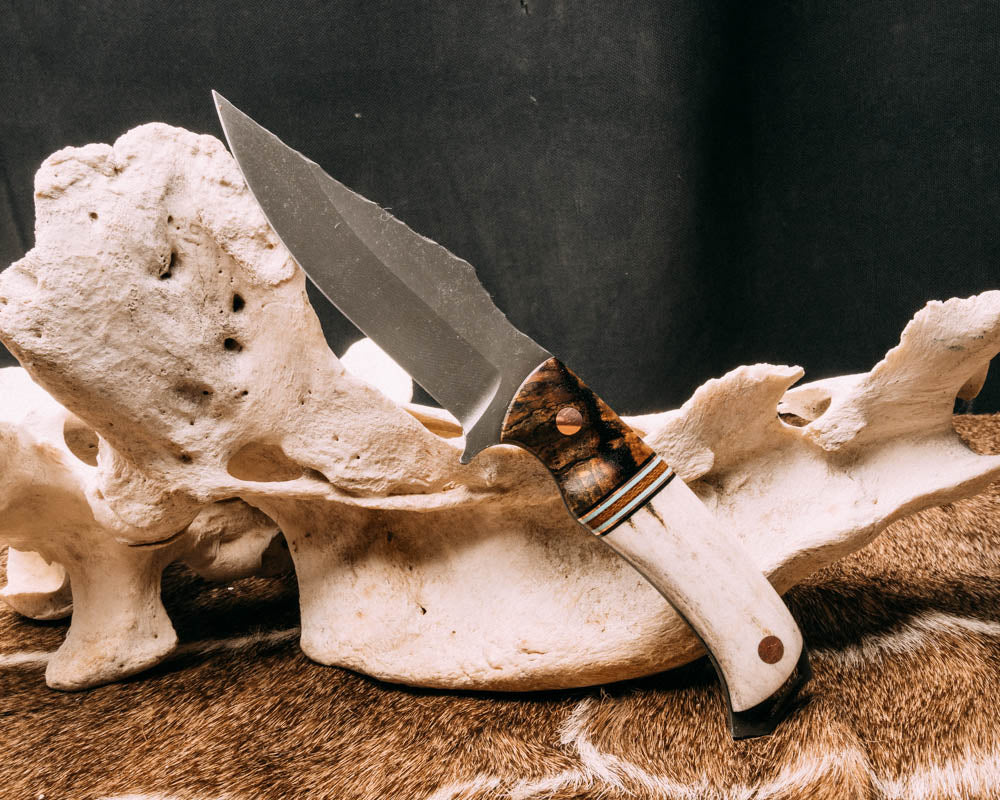 Tosahwi spalted maple, black G10/ copper/ and Tiffany blue G10 pin s