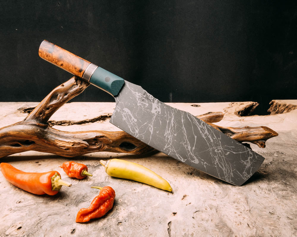 Chef Set forest green G10, black G10 and copper pin striping, copper