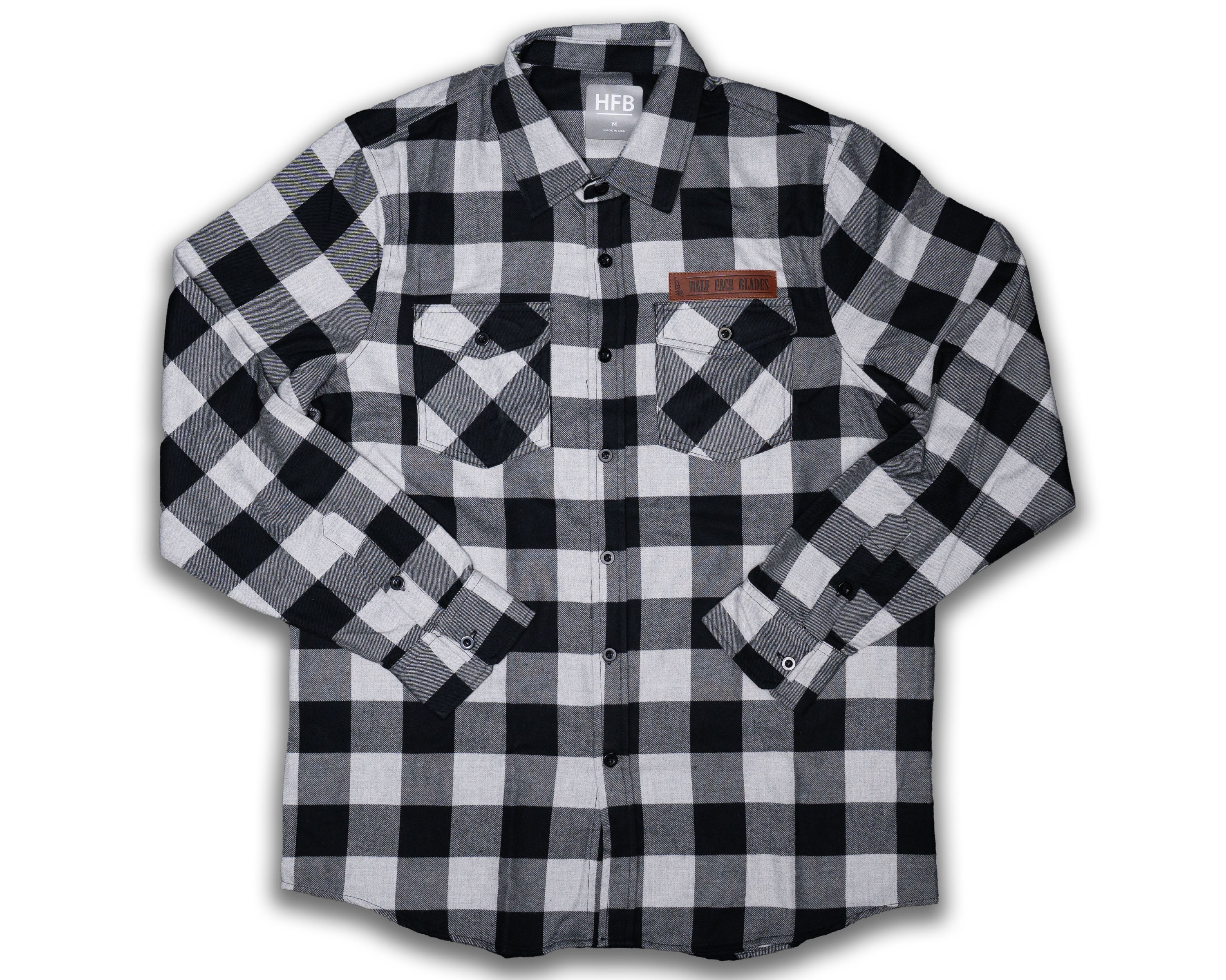 Light Grey/Black HFB Flannel – Half Face Blades