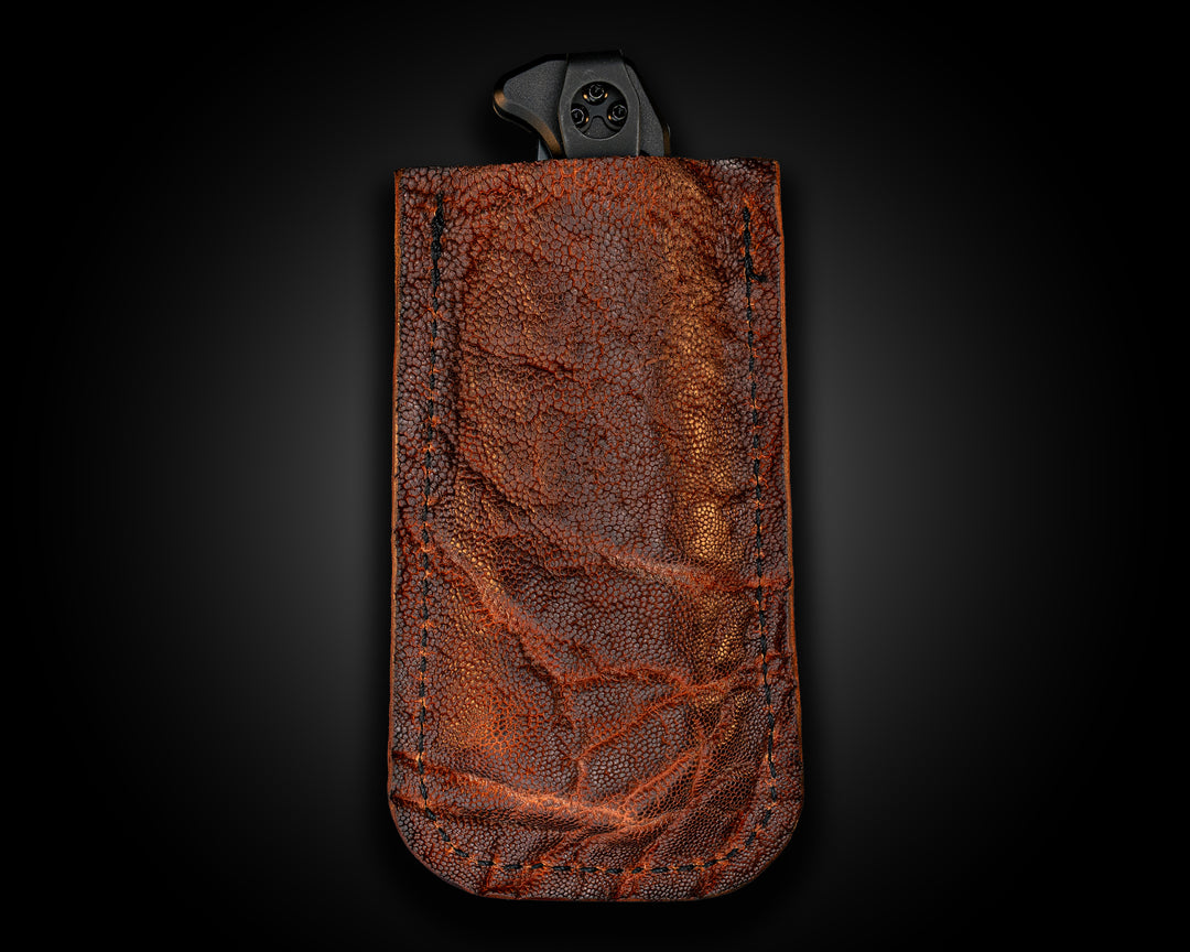 Folder Sheath with Clip- Elephant Leather and Tan Leather