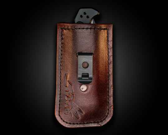 Folder Sheath with Clip- Elephant Leather and Tan Leather