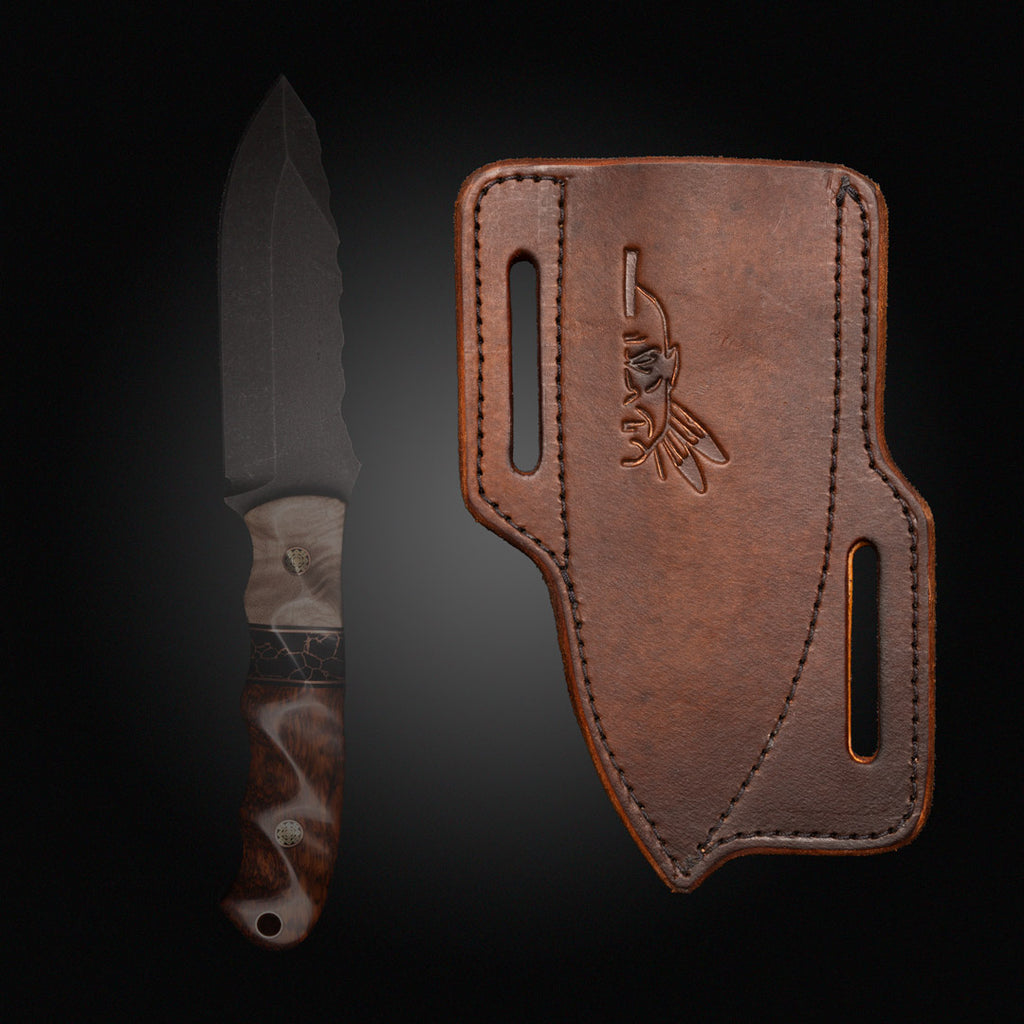 45 degree angle leather sheath, fits blades with 3"-4" length