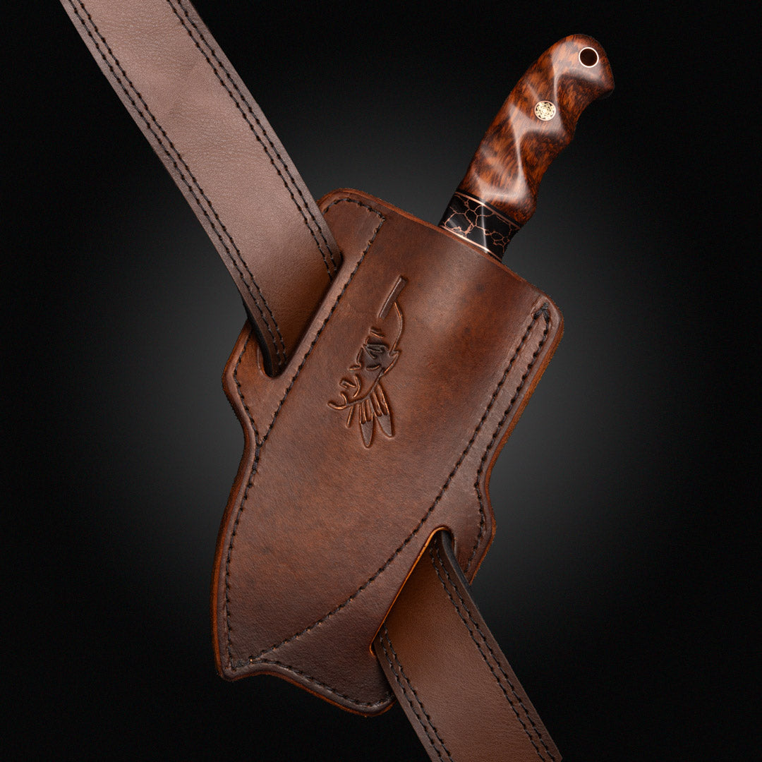 45 degree angle leather sheath, fits blades with 3"-4" length