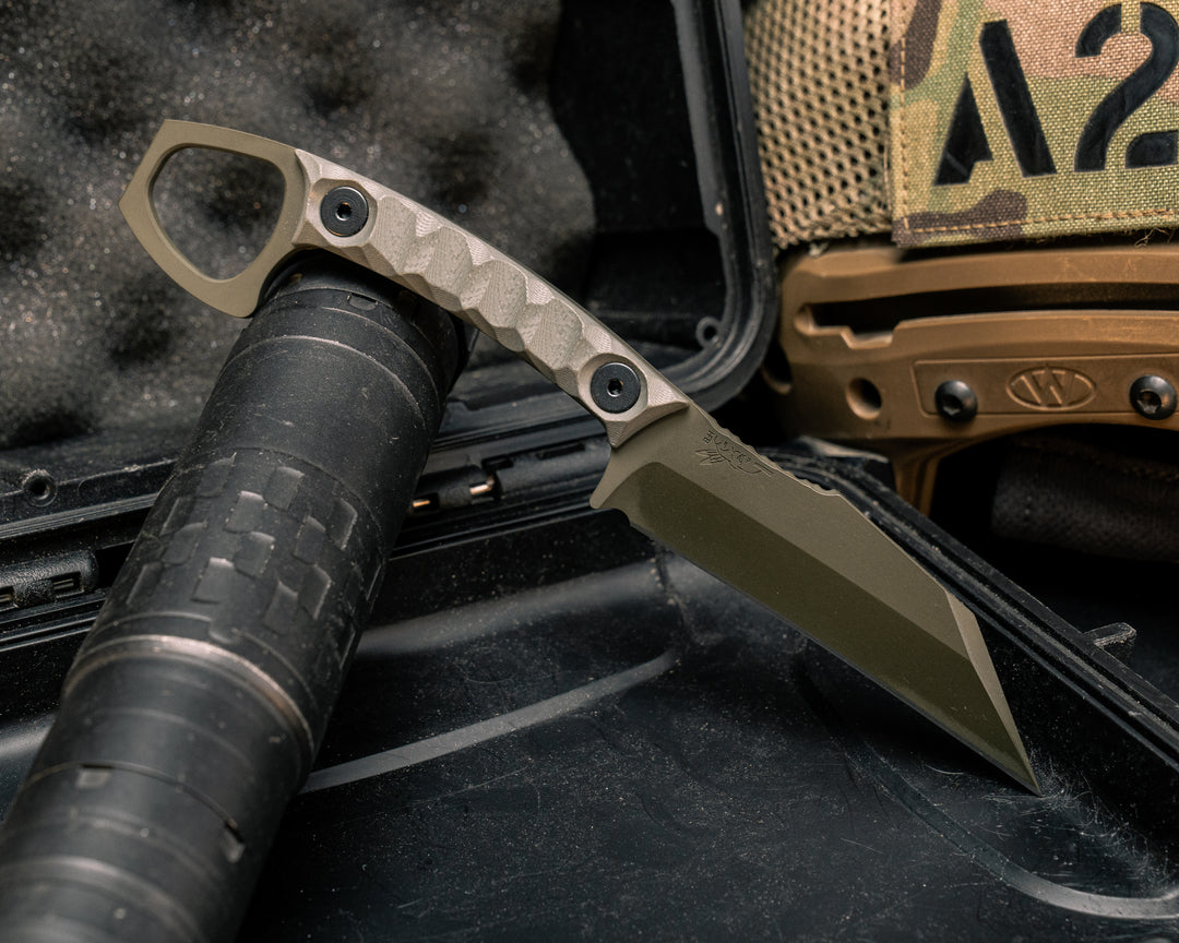 SHPOS- Grey with Red Line G10, OD Green Cerakote, Allen Bolts, Textured Grip