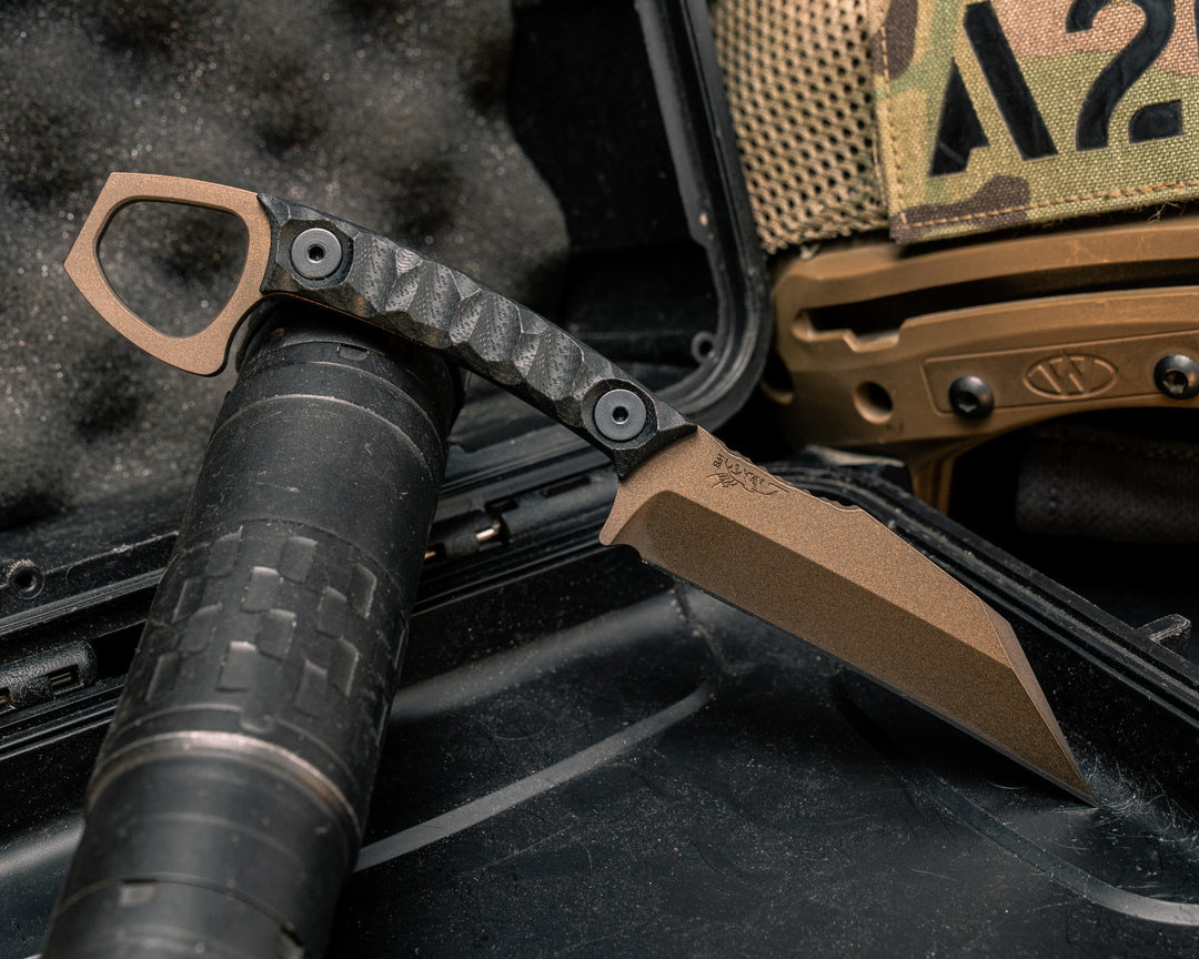 SHPOS- Black G10, Midnight Bronze Cerakote, Allen Bolts, Textured Grip