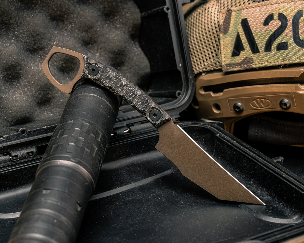 SOPHS- Black Canvas Micarta, Midnight Bronze Cerakote, Allen Bolts, Textured Grip