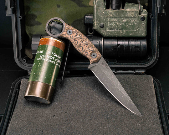 Osoraku 4"- Coyote & Black G10, Allen Bolts, Textured Grip