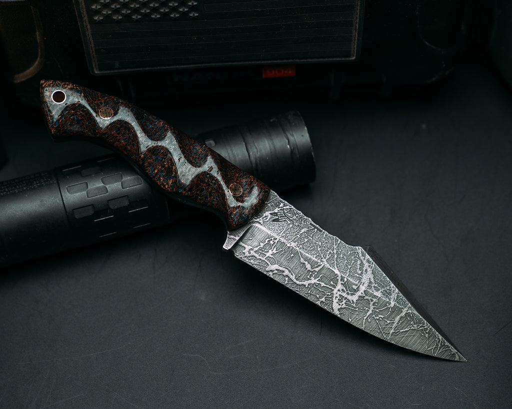 Widow Maker- Mammoth Bone, Mosaic Pins, Copper Lanyard Pin, Textured Grip