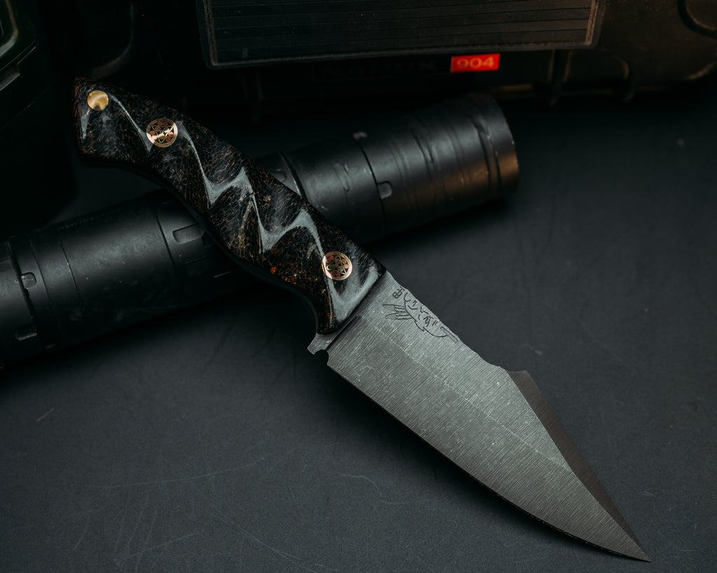 Widow Maker- Mammoth Bone, Mosaic Pins, Brass Pin, Textured Grip