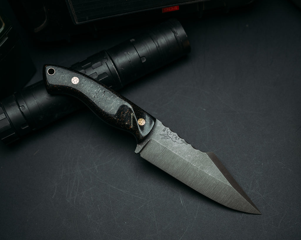 Widow Maker- Mammoth Bone, Mosaic Pins, Brass Lanyard Pin, Textured Grip