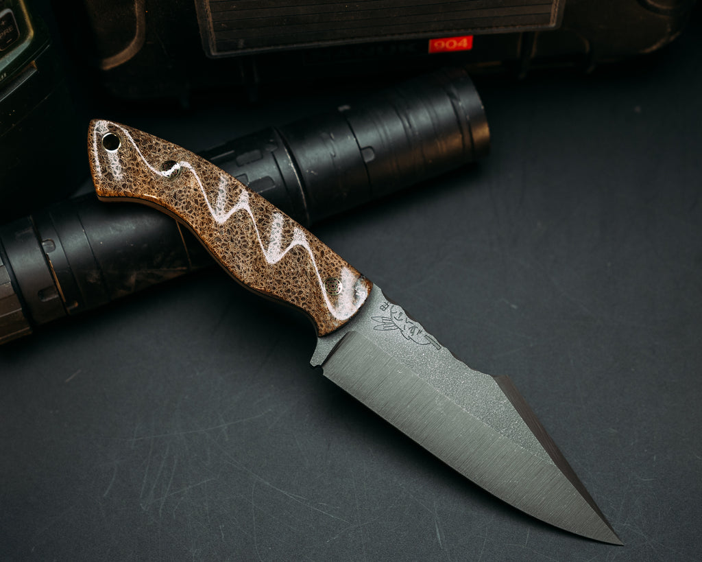 Widow Maker- Dinosaur Bone, Mosaic Pins, Brass Lanyard Pin, Textured Grip