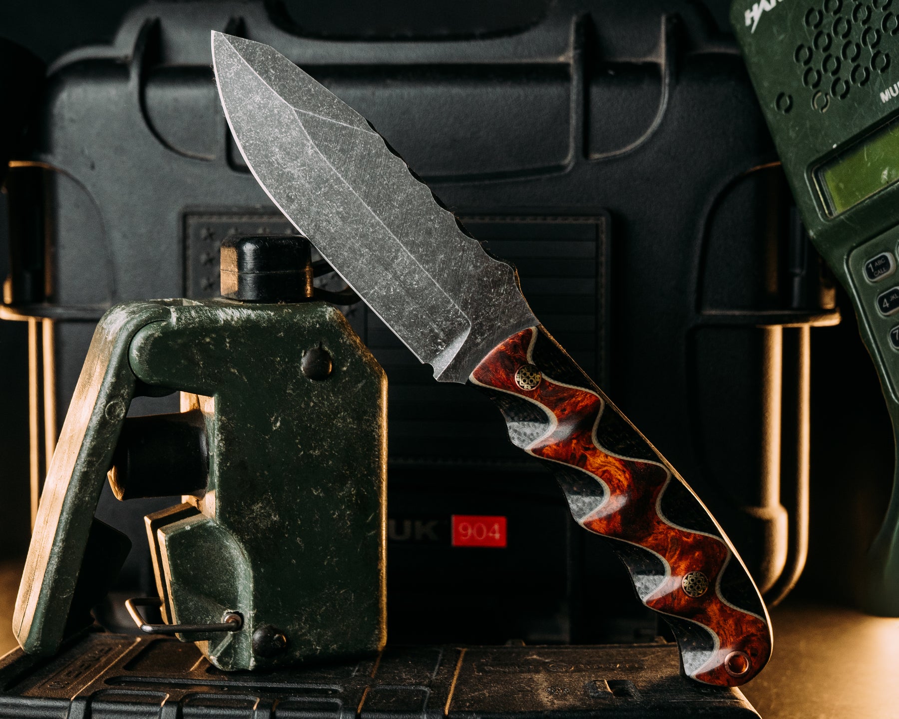 Disaster Jr - Redwood on Coyote G10 over Black Birlap Micarta, Mosaic ...