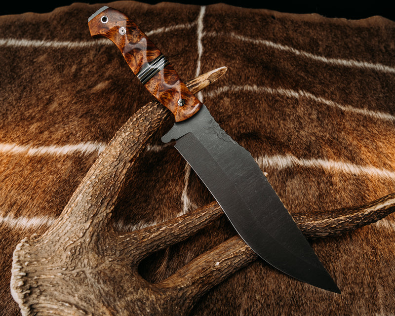 American Bowie - Black Ash, Black & OD Green G10 w/ Aluminum Split, Mosaic Pins, Textured Grip.