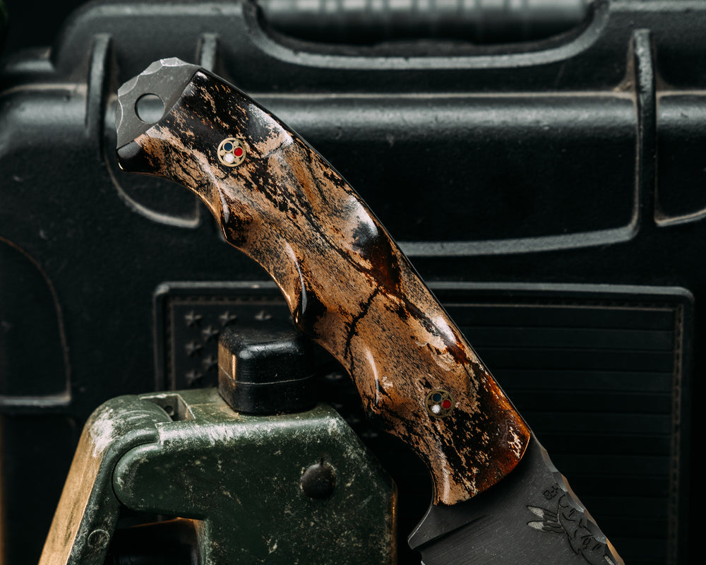 Cav Breacher Jr- Giant Irish Elk, Brass Patriot Mosaic Pins, Textured Grip