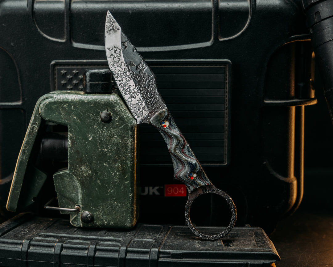 Jaq- American Flag Micarta and Navy S.E.A.L AOR2 Cammie Micarta, Patriot Mosaic Pins, Textured Grip