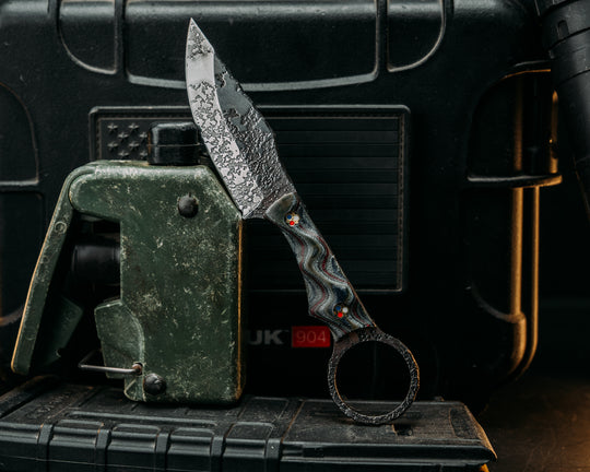 Jaq- American Flag Micarta and Navy S.E.A.L AOR2 Cammie Micarta, Patriot Mosaic Pins, Textured Grip