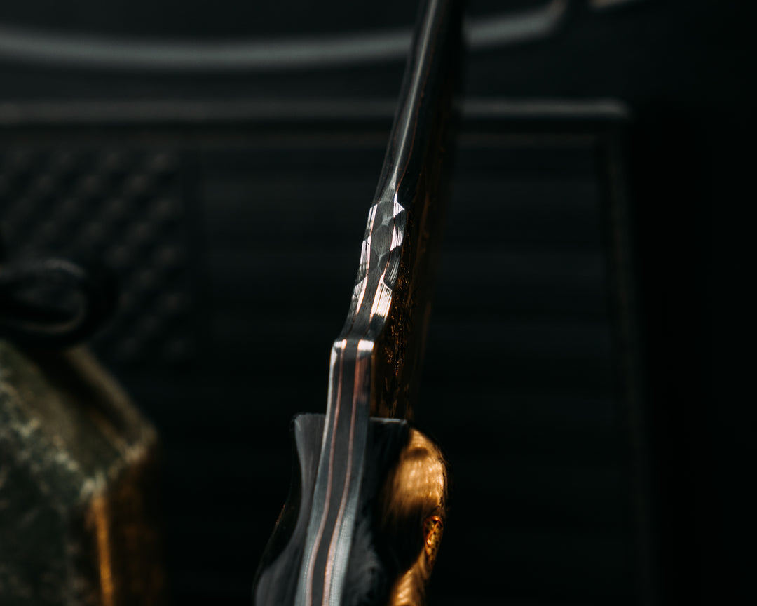 Crow Cub Disaster- Baker Forge Chevron SanMai- Black Dark Matter Carbon, Mosaic Pins, Copper Lanyard Pin, Textured Grip