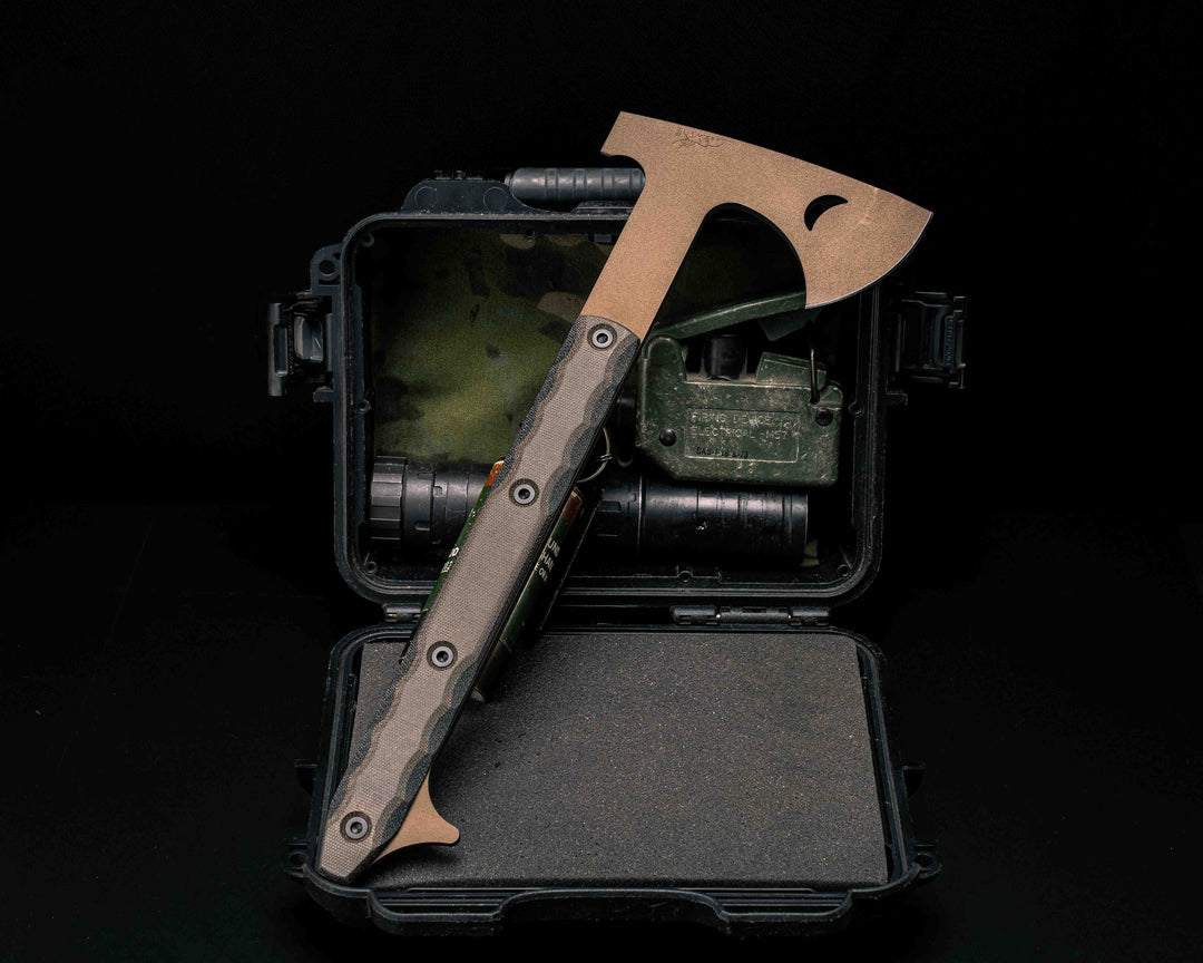Howler Hawk- OD Green & Black Canvas Micarta, Midnight Bronze Cerakote, Allen Bolts, Smooth Grip