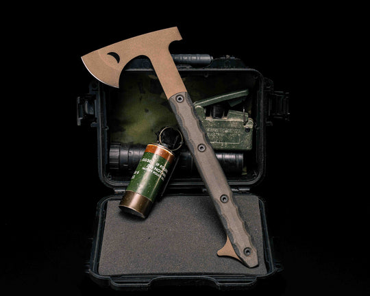 Howler Hawk- OD Green & Black Canvas Micarta, Midnight Bronze Cerakote, Allen Bolts, Smooth Grip