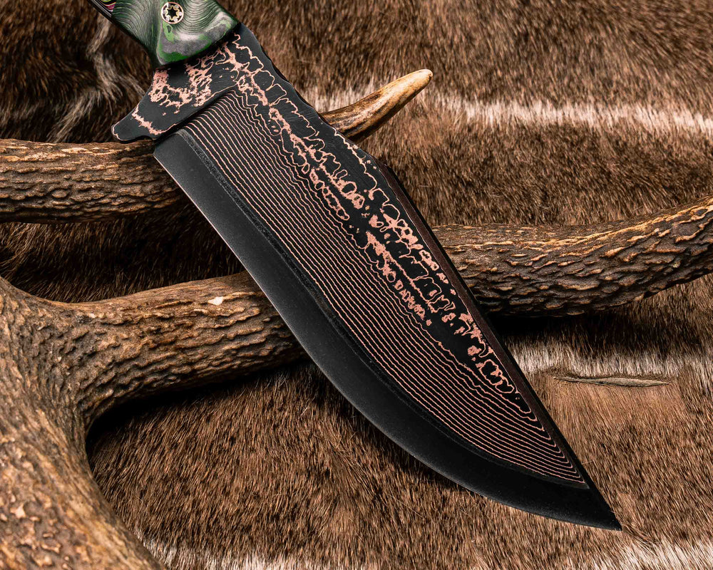 Bowie Jr- Baker Forge Copper-Mai Ni-shim Wavy- Jungle Wear FAT Carbon, Fordite Split, Mosaic Pins, Copper Lanyard Pin, Textured Grip