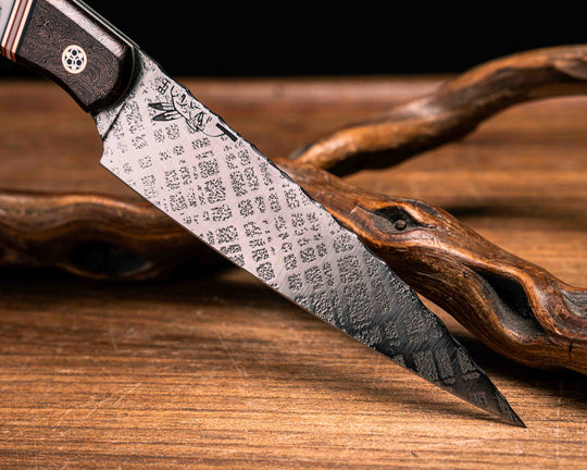 Pairing Knife- Copper Space Coral, Black G10, Copper, Cherry G10 and White G10 Pin Striping, White Turquoise Tru-stone Split, Carbon, Copper Mosaic Pins, White G10 Liner, Smooth Grip