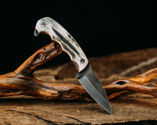 3" HUMINT- Elk Antler, Patriot Mosaic Pins, Natural Textured Grip