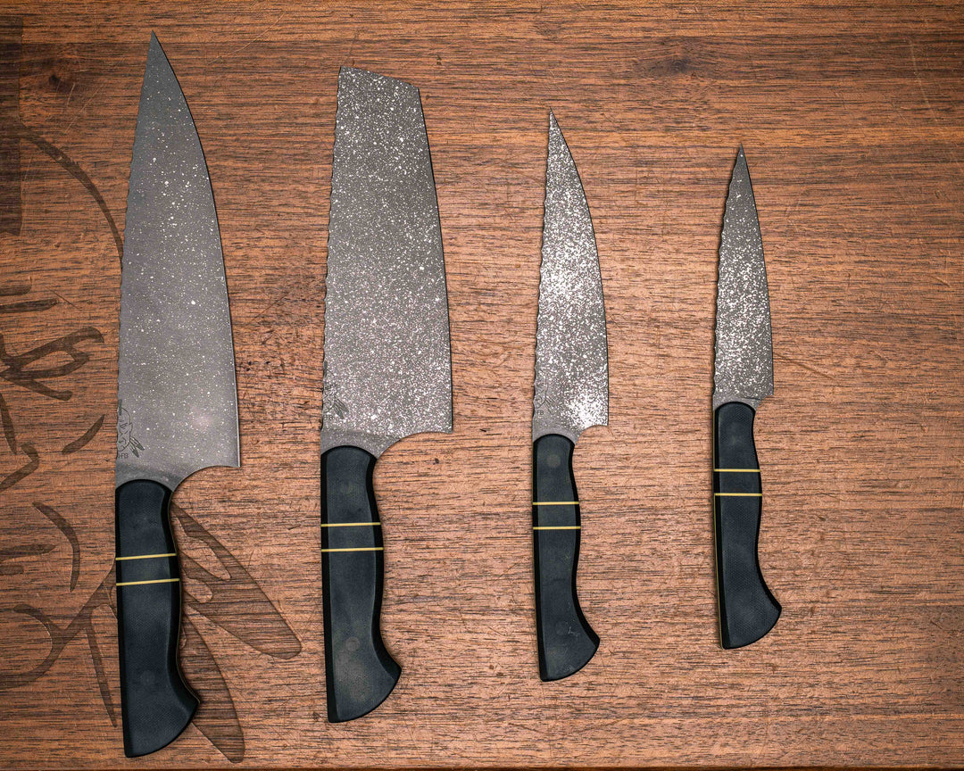 Chef Set- Black G10, Yellow G10 and Black G10 Split, CF Pins, Yellow G10 Liner, Acid Splash, Smooth Grip