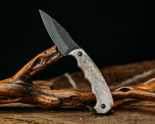 3" HUMINT- Elk Antler, Patriot Mosaic Pins, Natural Textured Grip