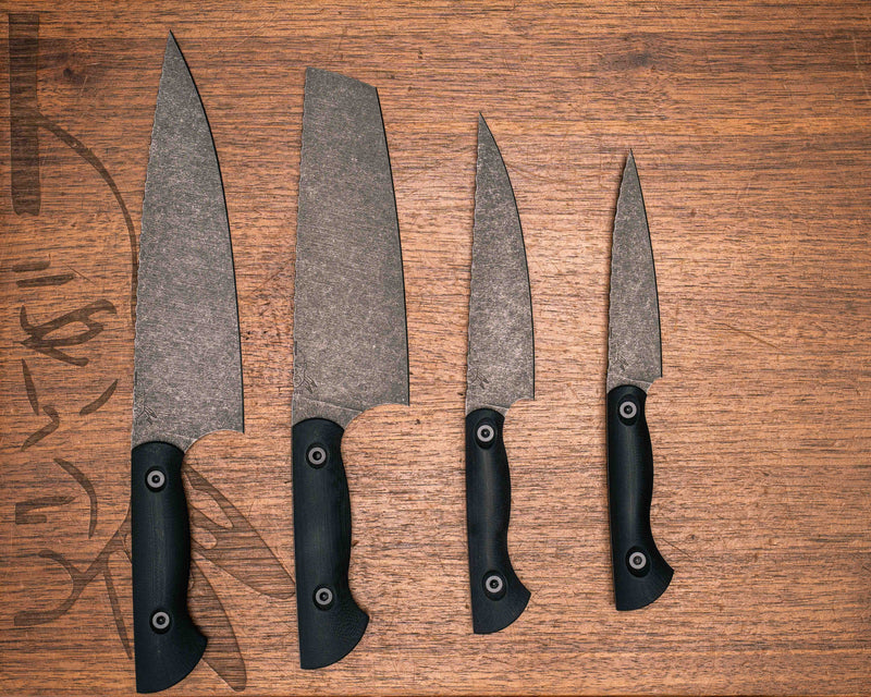 Chef Set - Black G10, Allen Bolts, Smooth Grip, Acid Etched