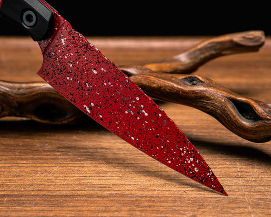 Steak Knife Set (4 piece) - Black G10, Cherry, White and Black G10 Split, Grey G10, Red with Black and White Fleck Cerakote, Allen Bolts, Smooth Grip