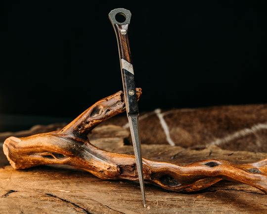 Cardiac Spike- Dyed Box Elder, Elk Antler Split, Desert Ironwood, Mosaic Pins, Smooth Grip