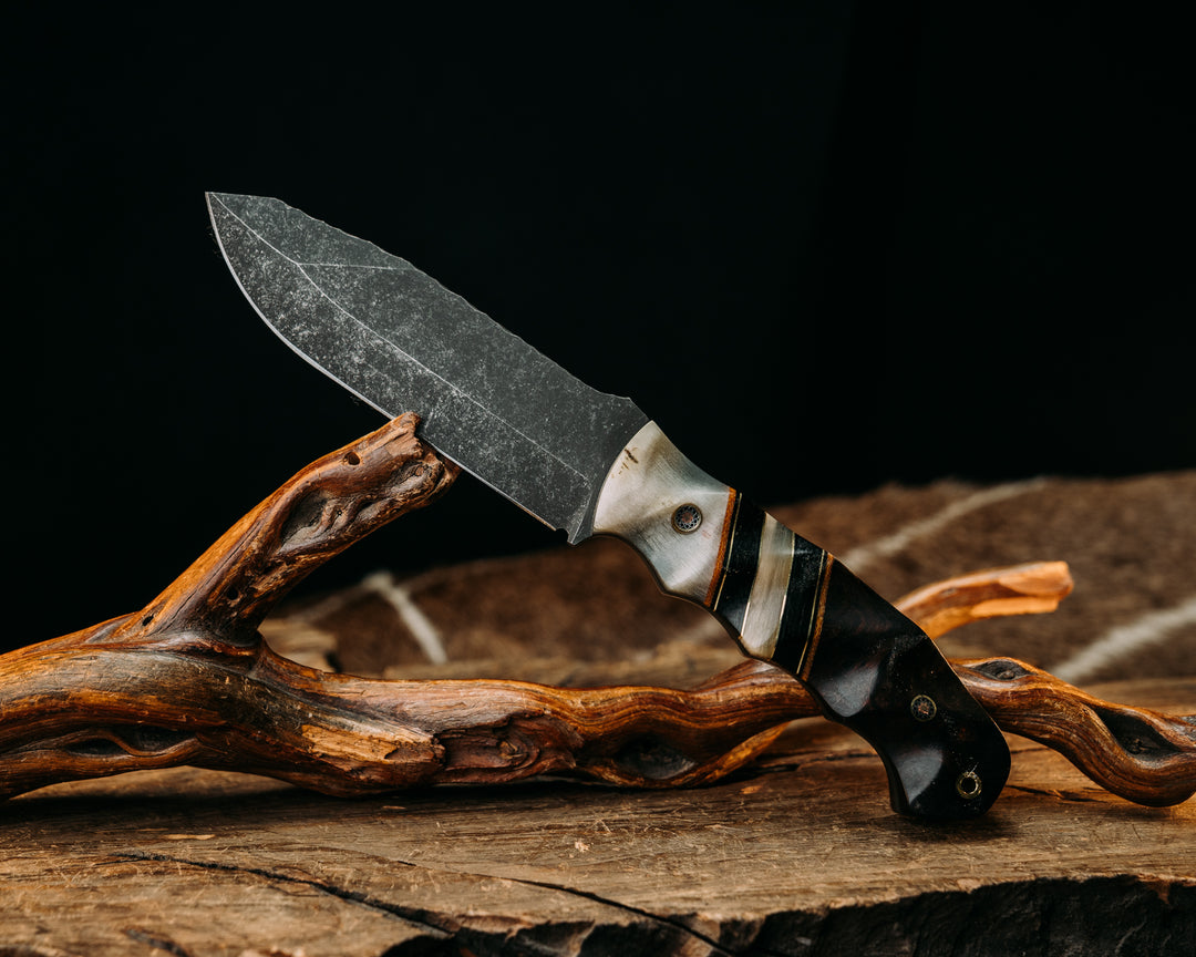 Disaster Breacher- Ram's Horn, Natural Canvas Micarta, Black G10 and Brass Pin Striping, Black Canvas Micarta and Ram's Horn Split, Desert Ironwood, Mosaic Pins, Brass Lanyard Pin, Textured Grip