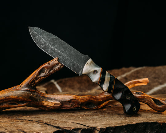 Disaster Breacher- Ram's Horn, Natural Canvas Micarta, Black G10 and Brass Pin Striping, Black Canvas Micarta and Ram's Horn Split, Desert Ironwood, Mosaic Pins, Brass Lanyard Pin, Textured Grip