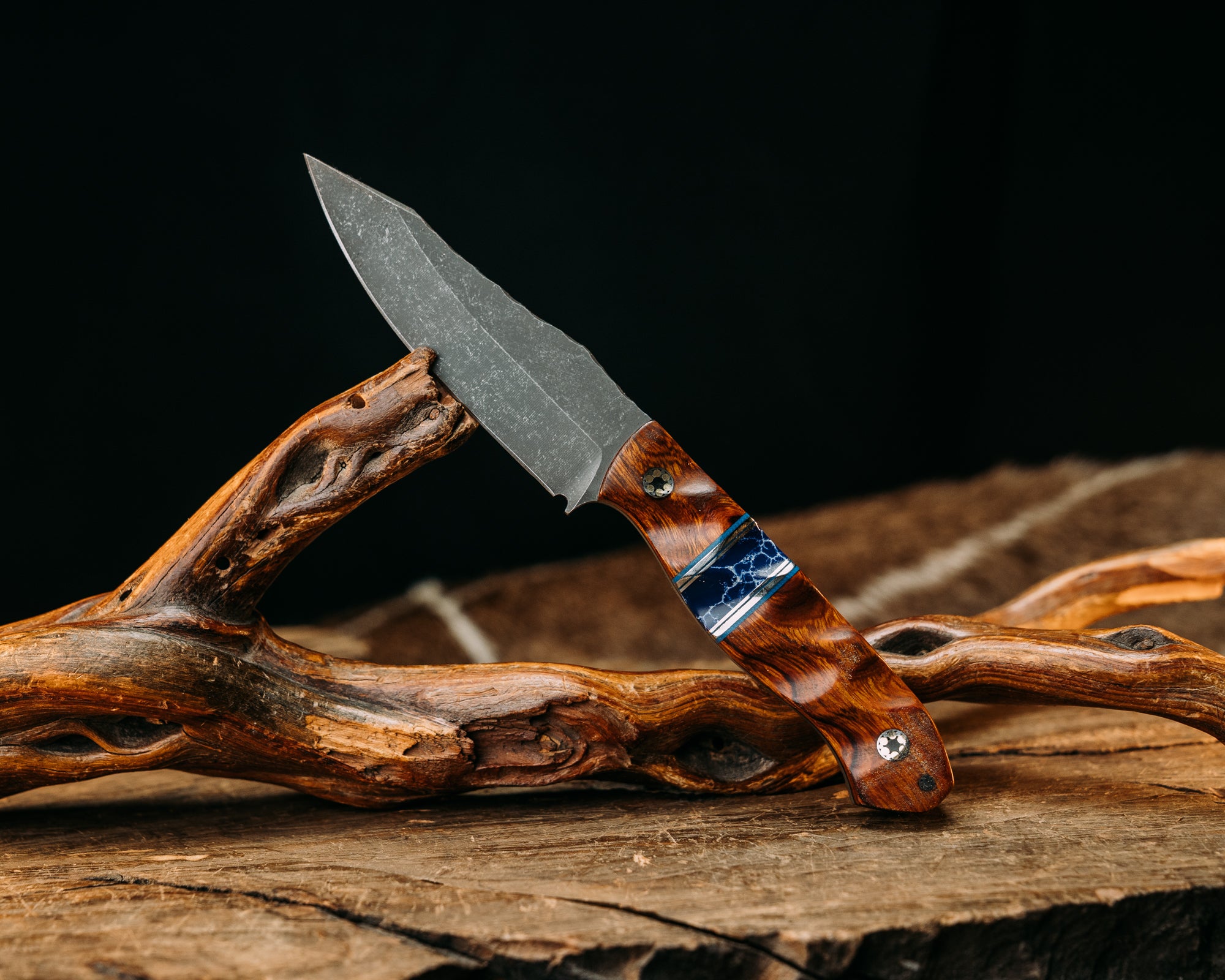 ハーフフェイスブレード　ナイフ　リング　タクティカル　タントー　ネイビーシールズ Field Knife Jr- Desert Ironwood, Blue G10 and Aluminum Pin