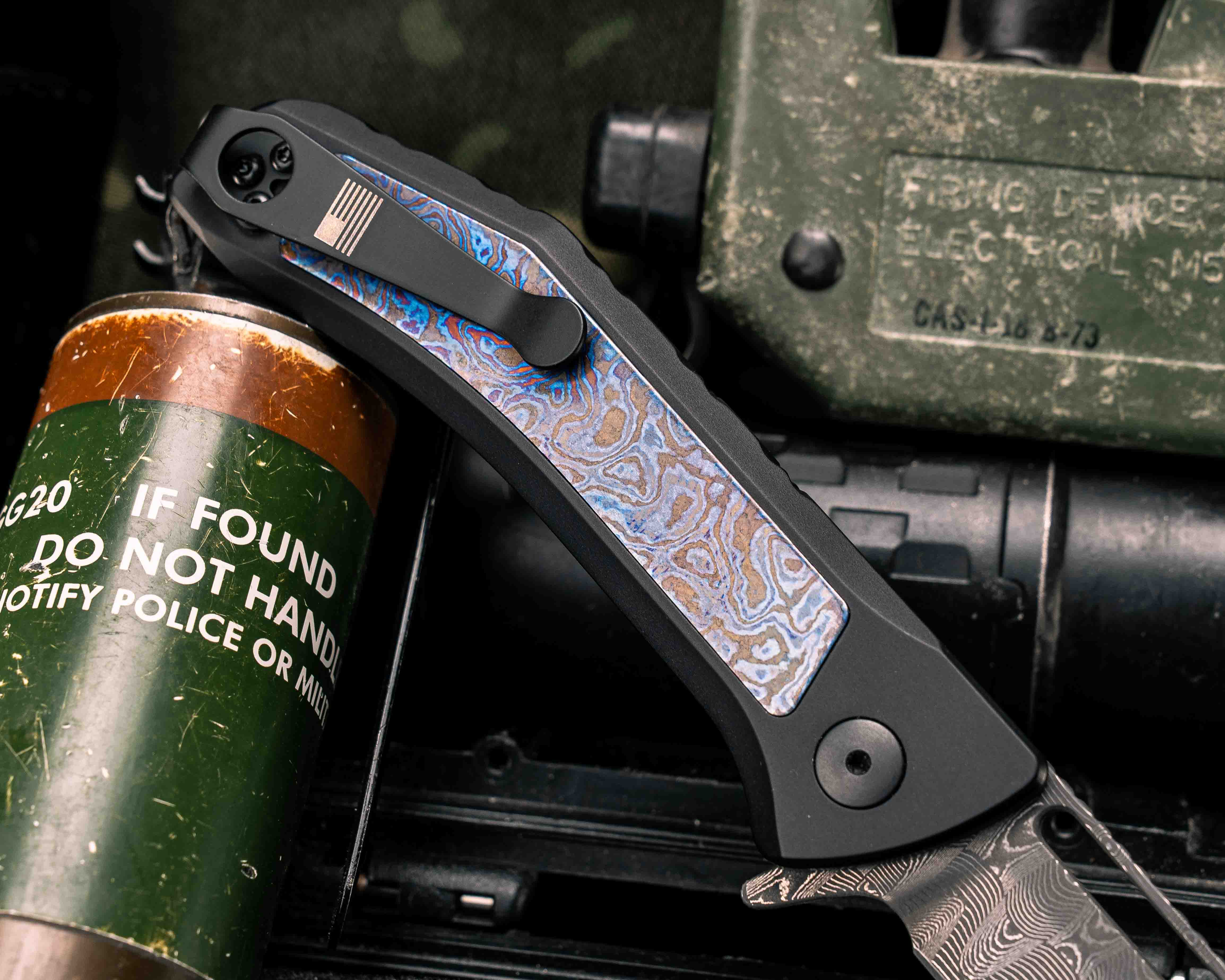 Custom Kwaiken Folder- Vegas Forge Basketweave Damascus- Alpha