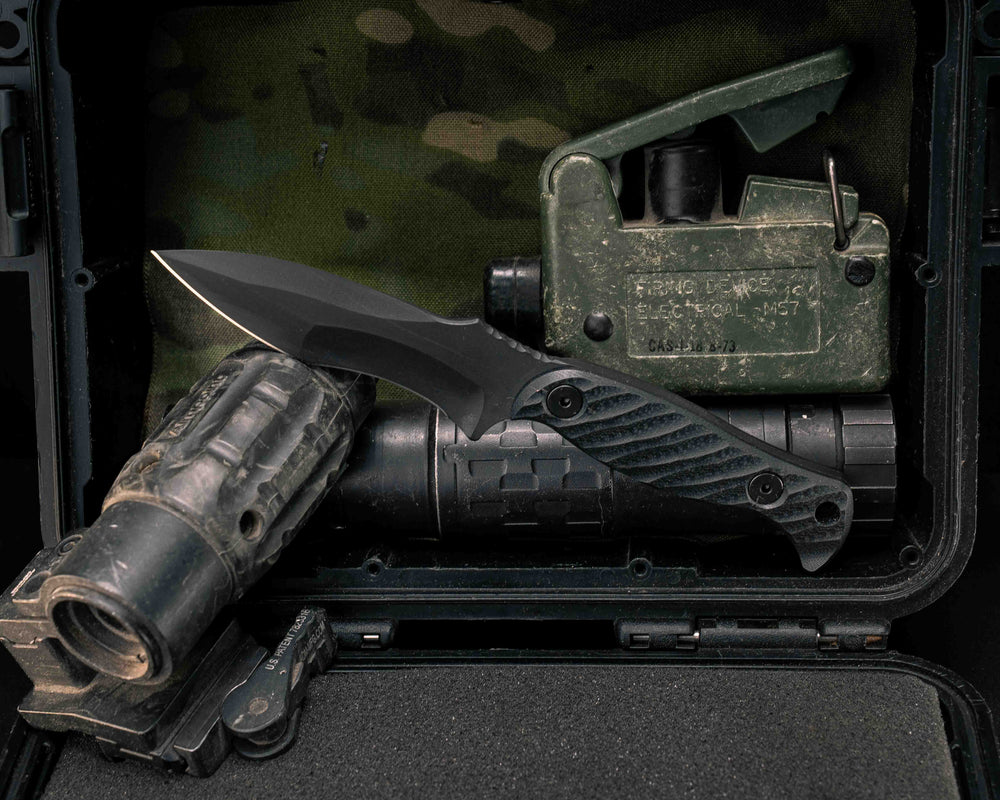 Extremis MK1 - Black G10, Armor Black Cerakote, Allen Bolts, Hollow Lanyard Hole, Textured Grip