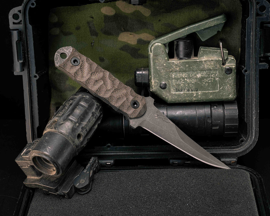 Combat Filet- OD Green Canvas Micarta, Allen Bolts, Textured Grip
