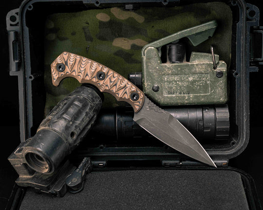 4" HUMINT - Tan/Black G10, Allen Bolts, Textured Grip