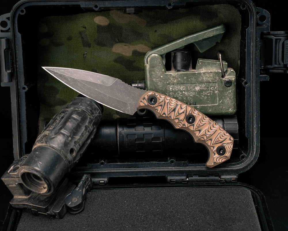 4" HUMINT - Tan/Black G10, Allen Bolts, Textured Grip