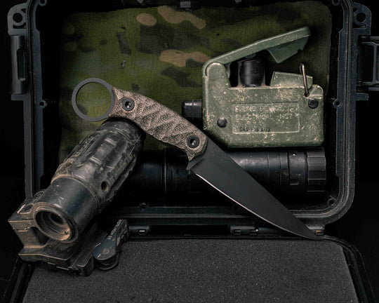 Osoraku 4"- OD Green Canvas Micarta, Armor Black Cerakote, Allen Bolts, Textured Grip