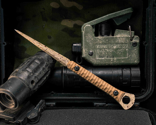 Cardiac Spike- Coyote G10, Arid Multicam Cerakote, Allen Bolts, Textured Grip