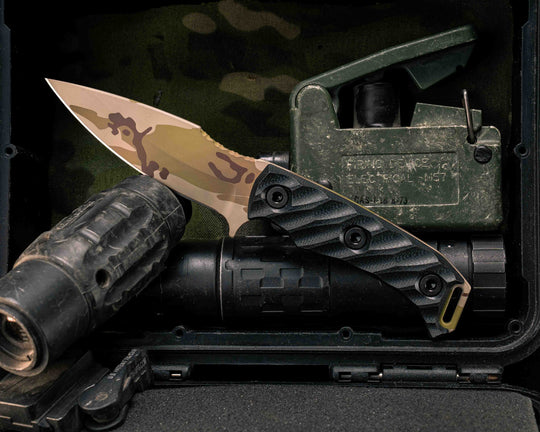 Ishi- Black G10, Arid Multicam Cerakote, Allen Bolts, Textured Grip