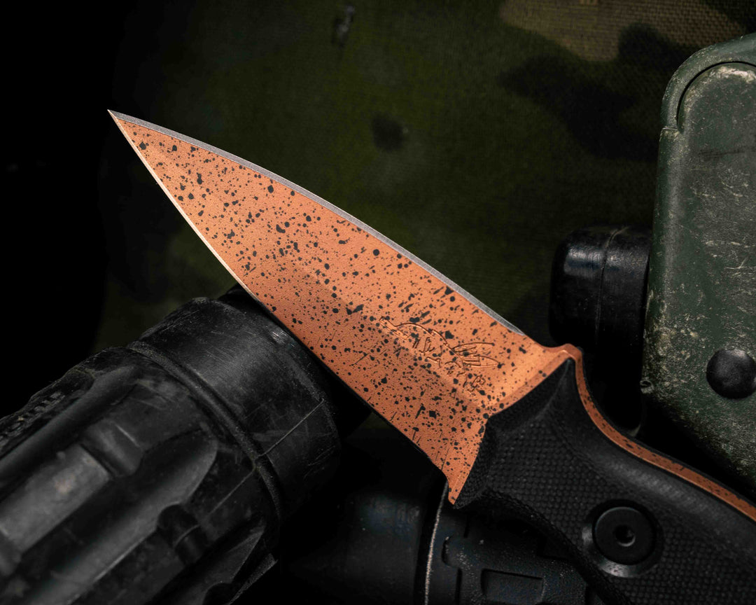 Pulse Checker- Black G10, Copper Splatter Cerakote, Allen Bolts, Smooth Grip